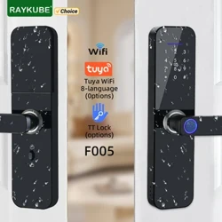 RAYKUBE F005 IP65 Tahan Air Tuya Wifi/ TT Lock Elektronik Smart Door Lock Dengan Sidik Jari/Smart Card/Sandi/Kunci/APP Unlock