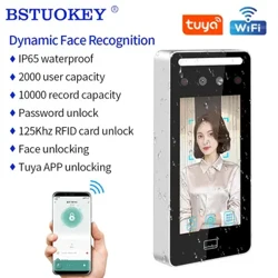 IP65 Euri iragazgaitza Tuya aplikazioa Wifi Aurpegi dinamikoa Denbora Asistentzia Sarbide-kontrola Aurpegi-ezagutza biometrikoa Atearen blokeoa kontrolatzeko sistema