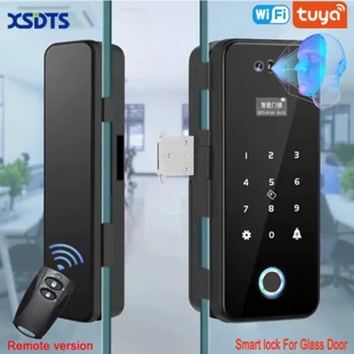 3D Ansiktsgjenkjenning Smart Lock Infrarød Sensor Tuya APP WIFI Biometrisk Elektronisk Fingeravtrykk Lås opp Glassdørlås Tredør
