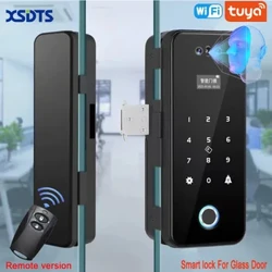 Cydnabod Wyneb 3D Smart Lock Synhwyrydd Isgoch Tuya APP WIFI Biometrig Olion Bysedd Electronig Datgloi Drws Gwydr Clo Drws Pren