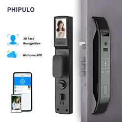 PHIPULO 3D Face Recognition Unlock Ψηφιακή κλειδαριά πόρτας με κάμερα με δακτυλικό αποτύπωμα Ξεκλείδωμα με κωδικό πρόσβασης Ηλεκτρονική κλειδαριά πόρτας χωρίς κλειδί