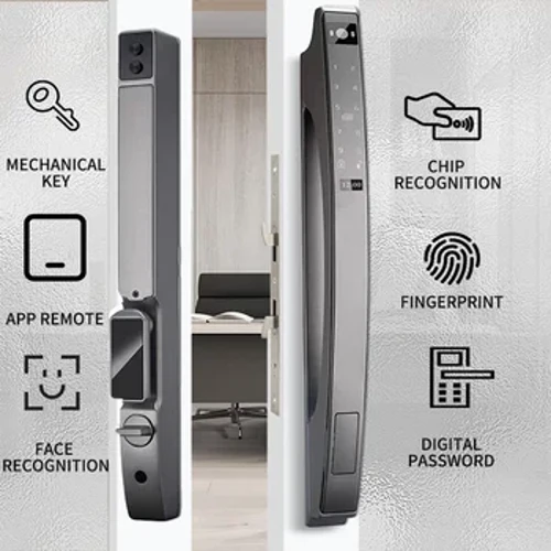 PHIPULO Tuya WiFi Smart Dørlås Elektronisk Lås 3D Ansigtslås Adgangskode Nøgle IC-kort Fingeraftryk Lås op Skydedørslås