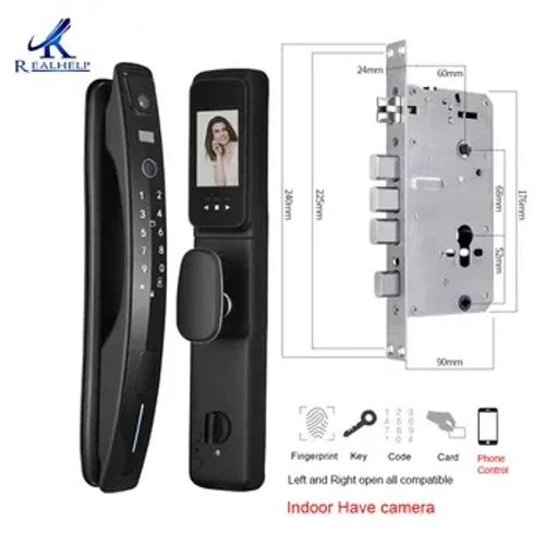 3D Gesiichtserkennung Smart Camera Lock fir 40-70mm Holztür Fangerofdrockschloss APP USmart Go Open 13.56MHZ Rfid Card Door Lock