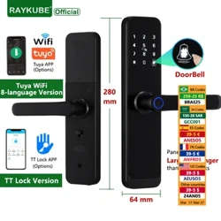 RAYKUBE K8 Tuya Wifi Cửa Thông Minh TT Lock Vân Tay Khóa Điện Kỹ Thuật Số Dài Hơn Tay Cầm Lớn Hơn Tấm Chuông Cửa