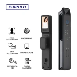 PHIPULO Mới Sinh Trắc Vân Tay Khóa Cửa Thông Minh Mật Khẩu Ổ Khóa Điện Tử Chìa Khóa Thẻ IC Mở Khóa Camera Khóa Điện Tử