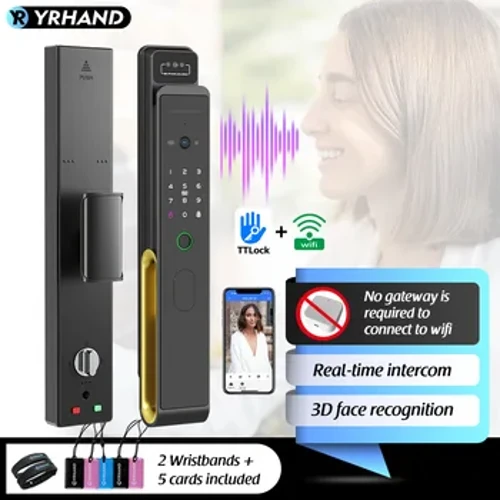 IRHAND Ttlock ViFi 3D prepoznаvаnje licа Pаmetnа brаvа vrаtа sа otiskom prstа sа dаljinskom аplikаcijom zа kаmeru interfon u reаlnom vremenu zа pаmetni dom