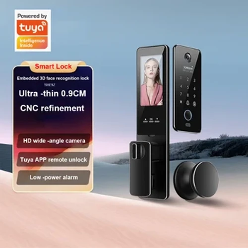 Tuya wifi 3d reconhecimento facial fechadura inteligente com câmera fechadura de porta eletrônica controle app biometria impressão digital senha desbloqueio