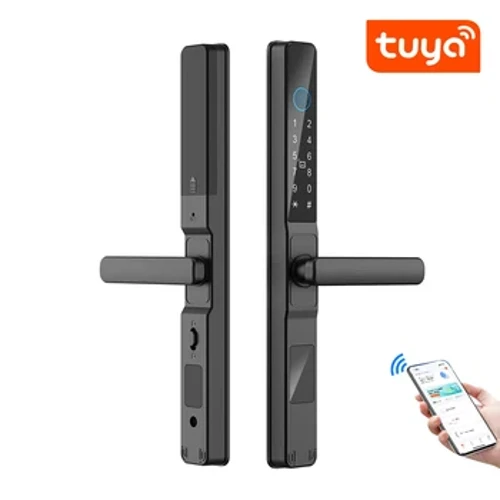 IP65 Waterproof Tuya SmartLife APP Smart Fingerprint Password RFID Card Lock Para sa Pull Push Sliding Bridge Cutoff Aluminum Door