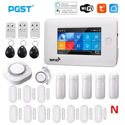 PGST 433MHz All Touch Screen Abriecher Wireless WIFI GSM RFID Kaart Alarm System Smart Home Sécherheet DIY Alarm TUYA Smart Life