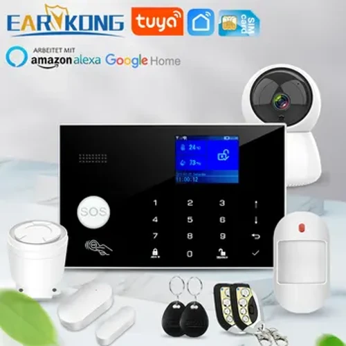Wifi GSM Alarm System 433MHz Home Burglar Security Alarm Uaea Uea Su'esu'e RFID Pa'i Keyboard Temperature Susū Alexa Alexa
