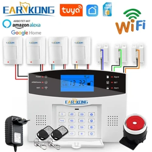 Wired at Wireless WiFi GSM Home Burglar Security Alarm System 433MHz Host Spanish French English Russian Italian Tuya Smart APP