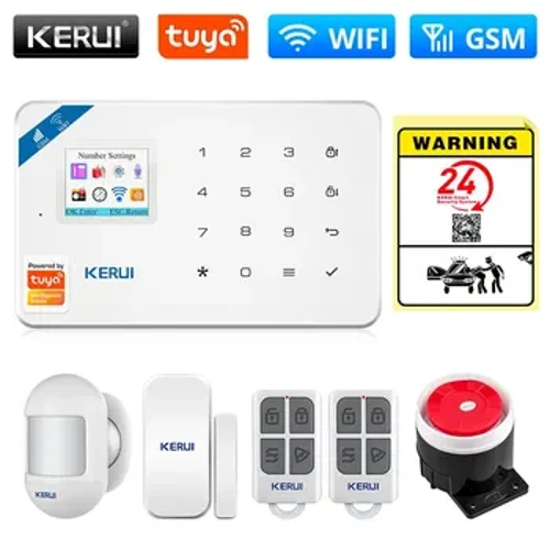 KERUI Tuya Smart WIFI GSM sigurnosni alarmni sistem radi s Alexa kućnim detektorom pokreta protiv provalnika, senzorom za dimna vrata, prozorom