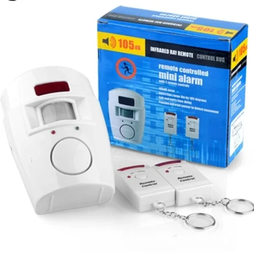 Ukuphepha Kwasekhaya kwe-PIR Isexwayiso se-Infrared Sensor Alarm System Anti-theft Human Motion Detector 105DB Siren With 2pcs Remote Controller