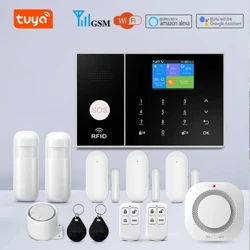 YAOSHENG Tuya Wifi Gsm Security Alarm System ทำงานร่วมกับ Alexa Home Burglar Motion Detector ควันเซ็นเซอร์ประตูหน้าต่าง IP กล้อง