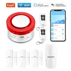 Tuya Smart WIFI bezvadu drošības signalizācijas sistēmas trauksmes komplekts mājas ielaušanās kustības durvju sensors, saderīgs ar Google mājas Alexa
