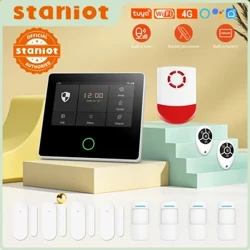 Staniot Home Security Alarm System 4G WiFi Bezdrôtová Tuya Smart zlodejská súprava Vstavaná siréna Práca s diaľkovým ovládaním aplikácie Alexa