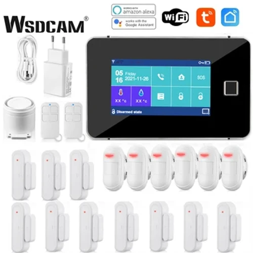 WSDCAM Tuya WiFi GSM Puipuiga Puipuiga o le Fale Smart Alarm System Kit Motion Sensor Remote Control For Alexa Google