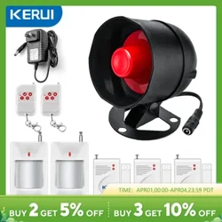 Kit de sistema de alarme de segurança Kerui 110dB sem fio alto interno/externo sirene buzina à prova de intempéries com controle remoto e contato de porta