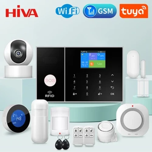 Öý üçin AIW Howpsuzlyk Duýduryş Ulgamy GSM Wifi Tuya Akylly Durmuş Programma Dolandyryşy Pir gapy datçigi bilen ogry duýduryş toplumy Alexa bilen işleýär