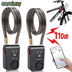 Camluxy Bluetooth Bike Lock Alarm 110dB Keamanan Smart Bike Alarm Lock Sistem Anti-Theft Alarm Getaran kanggo Sepeda Motor