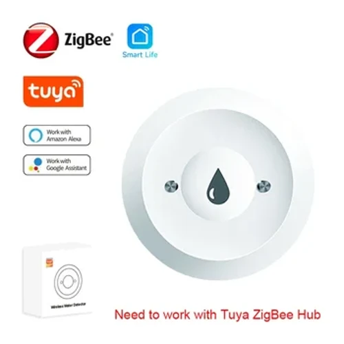 Tuya ZigBee WiFi Senzor inteligent de apă Detector de scurgeri Alarma de scurgeri de apă de inundații Control inteligent de viață Funcționează cu Zigbee Gateway