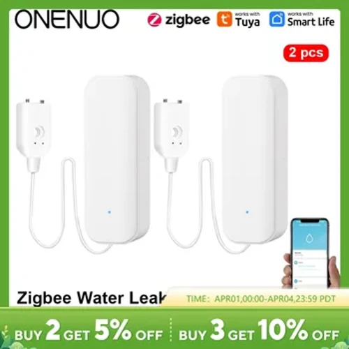 ʻO ONENUO Zigbee Water Level Sensor Tuya Leakage Alarm Flood Leak Detector Smart Home Life APP Water Alert Overflow Alarm