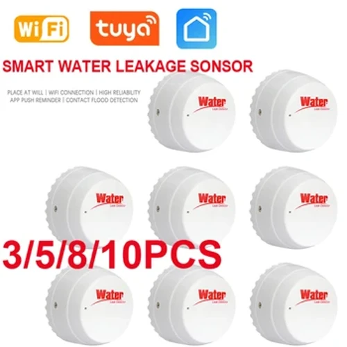 Tuya Wifi Waterdetector Lekkage Sensor Alarm Lekkage Alarm Detector Geluid Smart Life APP Overstromingswaarschuwing Overloop Beveiligingsalarm