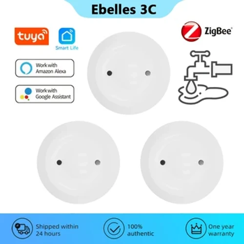 Tuya ZigBee Water Leakage Sensor Smart Home Automation Leakage Detector APLIKASI Pemantauan Jarak Jauh Perlindungan Keamanan