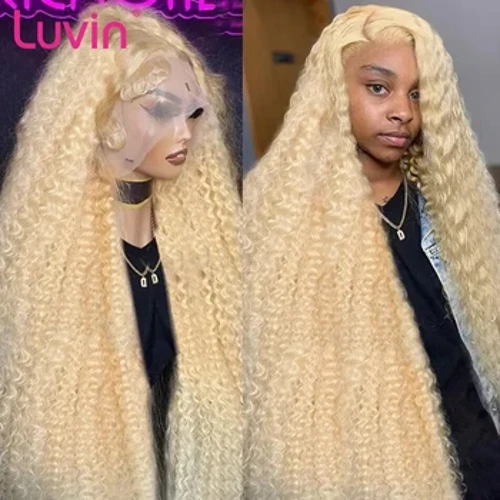 Luvin 613 Honey Blonde Rangi 13x6 Lace Wigi ya Mbele Maji Curly HD Transparent Brazilian Remy 13x4 Deep Wave Front Wigi ya Binadamu