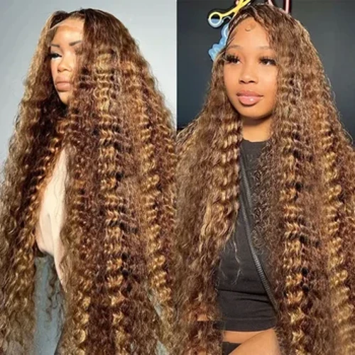 Cosdelu 30 40 Modfedd Uchafbwynt Cyrliog 13x4 Lace Blaen Gwallt Dynol Ton Ddwfn 13x6 Lace Wig Flaenol Brasil 250% i Ferched