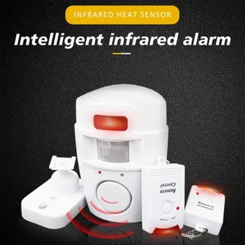 Wireless Remote Controlled Mini Alarm karo IR Infrared Motion Sensor Detector & 105dB Sirene Keras kanggo Keamanan Rumah Anti-Theft