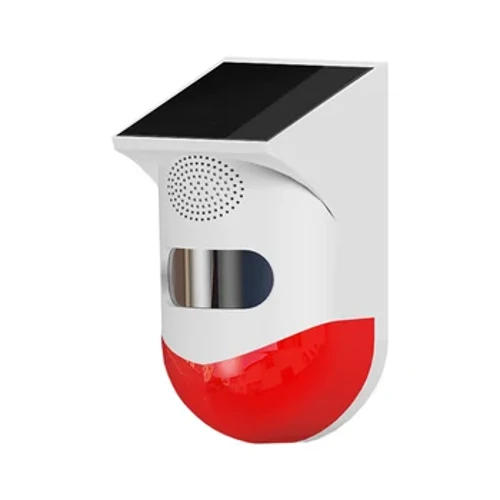 Hoʻohana ʻia i ka lā uea ʻole kūʻokoʻa ʻo Infrared Motion Sensor Detector Burglar Alarm Strobe Siren 120dB Alarm Waterproof PIR Sensor
