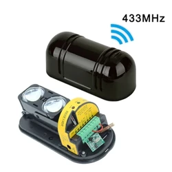 Atsparus lietui belaidis 433MHz 2 spindulių infraraudonųjų spindulių jutiklis, detektorius, signalizacija 100 m 150 m, aptikimo atstumas, skirtas GSM WiFi namų įsilaužimo sistemai