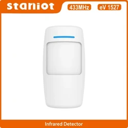 Senzor de mișcare Staniot PIR Detector de infraroșu uman pentru casă inteligentă compatibil Sistem de alarmă de securitate fără fir de 433 Mhz Funcționează cu Alexa