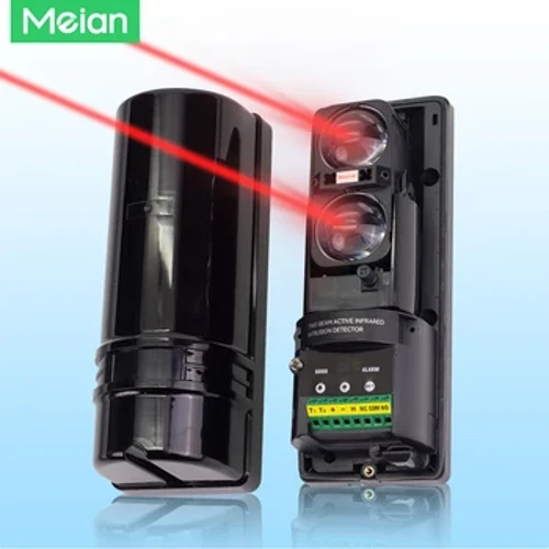 Sensor infrarrojo de doble haz Meian, detector de barrera con cable de 100M, detector de haz infrarrojo, conversión de 8 frecuencias, pantalla Digital