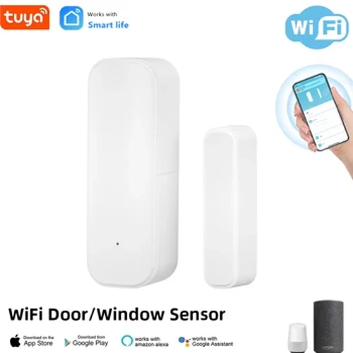 Tuya Wifi senzor dverí Senzor vstupu do okna Zabezpečenie proti vlámaniu Senzor dverí Alarm Smart Life Magnetický senzor dverí Alexa Google Home