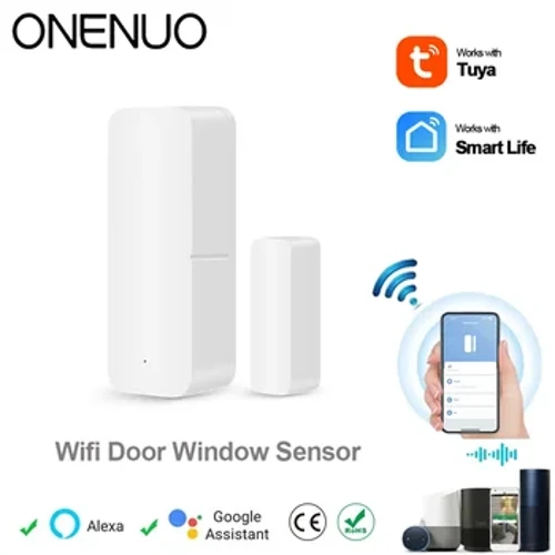 Cảm biến cửa WiFi thông minh ONENUO Tuya Đóng mở Máy dò thông báo điều khiển ứng dụng Smartlife Tương thích với Alexa Google Home