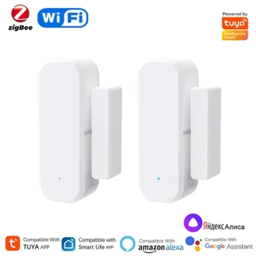 Паметен сензор за врата и прозорец Tuya WiFi/Zigbee за магнетен безбедносен аларм Smartlife АПП далечинскиот монитор работи со Alexa Google Home