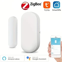 Датчик двери Tuya Zigbee, умный дом, детектор окон, автоматическая раздвижная дверь, магнитный контактный датчик, поддержка Alexa Google