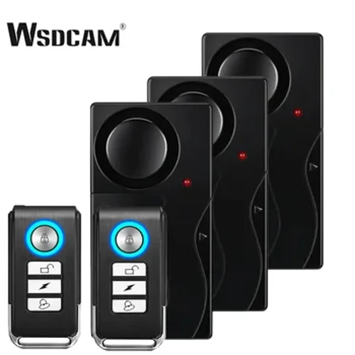 WSDCAM belaidė vibracijos signalizacija su nuotolinio valdymo pulteliu nuo vagystės signalizacijos durų ir langų signalizacijos motociklo dviračio apsaugos jutikliais