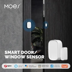 Senzor de ușă inteligent ZigBee/WiFi MOES, asigurați-vă casa cu controlul aplicației Tuya, detectarea ferestrelor/ușii și compatibilitatea Smart Life