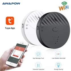 Awapow Tuya WiFi Trillingssensor Alarm Raam Deur Draadloze Trillingsdetector 130dB Geluid Voor Home Security Anti Diefstal Systeem