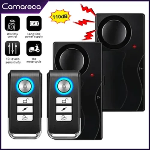 Camaroca Uaealesi Vibration Alarm Faitotoa ma Faamalama Anti-Gaoi Alarm ma Pulea mamao 110dB uila uila Saogalemu Sensors