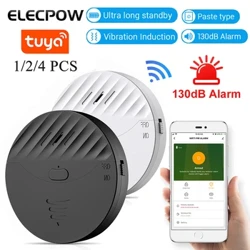 Elecpow Tuya Smart WiFi Jendela Pintu Sensor Alarm Getaran 130dB Kaca Break Getaran Sensor Pencuri Keamanan Rumah Detektor Alarm