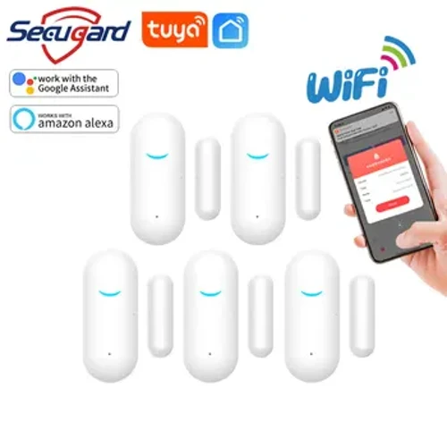 Tuya WiFi-deursensor Raam open / gesloten Detector Groothandel APP-melding Smart Home Security Alarm voor Alexa Google