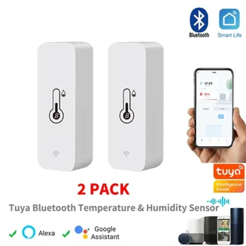 Synhwyrydd Tymheredd Tymheredd Di-wifr Tuya Smart Tuya APP Mini-Gydnaws Rheoli Thermomedr Hygrometer 2PACK