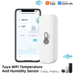 Tuya WiFi Temperatur a Fiichtegkeet Sensor Indoor Fiichtegkeet Sensor Batterie ugedriwwen APP Iwwerwaachung Fir Alexa Google Home Voice