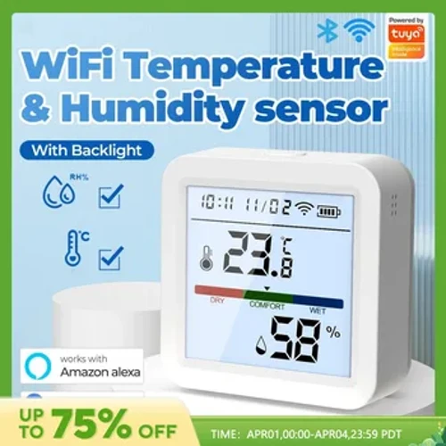 Tuya Nowy czujnik temperatury i wilgotności WiFi Inteligentne życie Podświetlenie Higrometr Termometr Czujnik Wsparcie Alexa Google Home Assistant