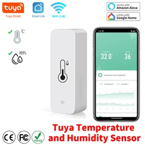 „Tuya Zigbee WiFi“ temperatūros ir drėgmės jutiklio APP nuotolinis monitorius išmaniesiems namams ir „SmartLife WorkWith Alexa Google Assistant“