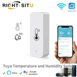 Inteligentny czujnik temperatury i wilgotności Tuya WiFi Zasilany bateryjnie ZigBee Smart Home Security Współpracuje z Alexa Google Home